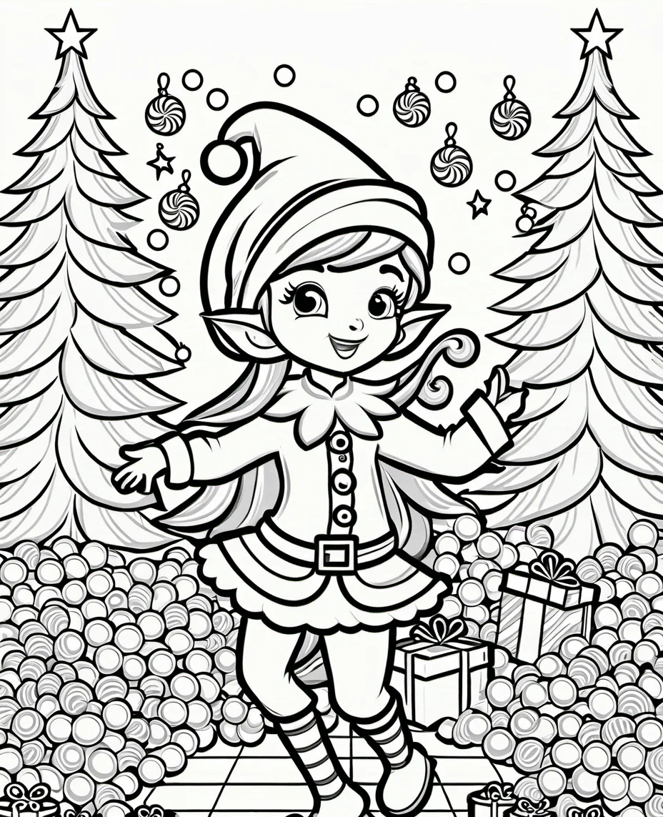 Christmas elves coloring pages