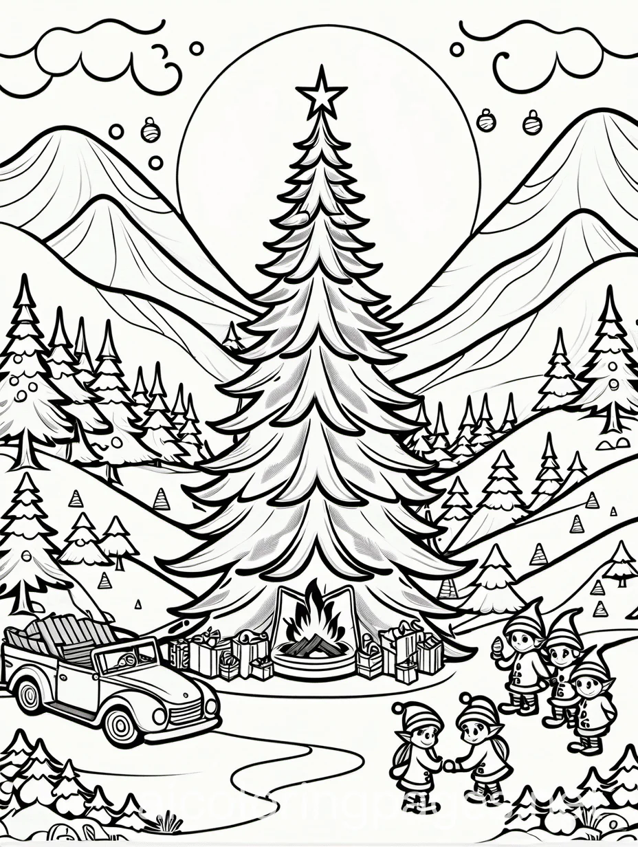 Christmas in elves village  coloring page