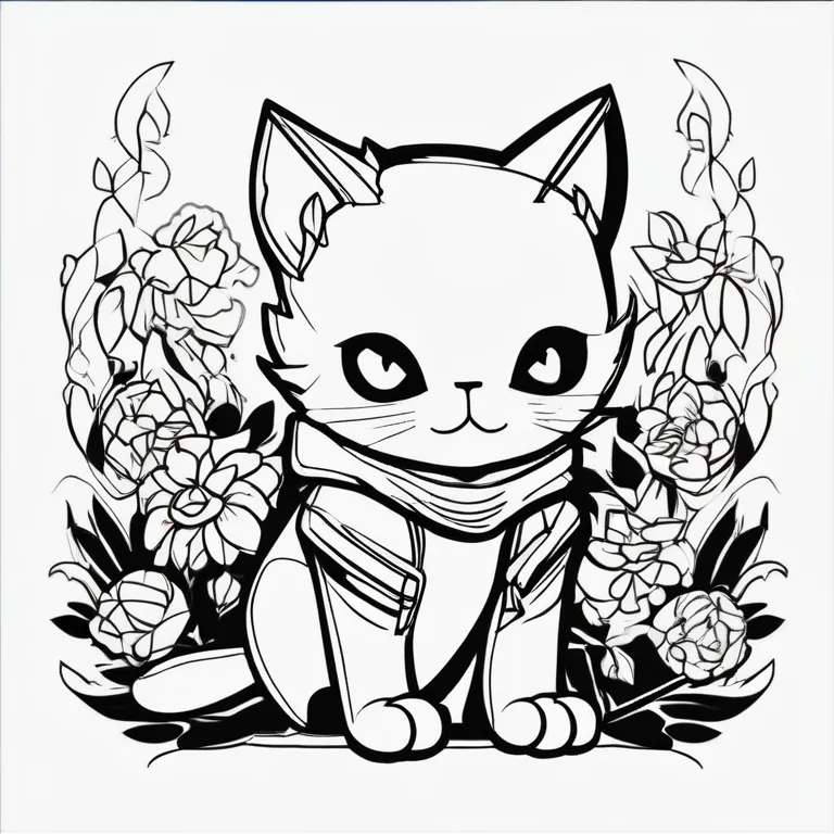 Fighter sans cat coloring page