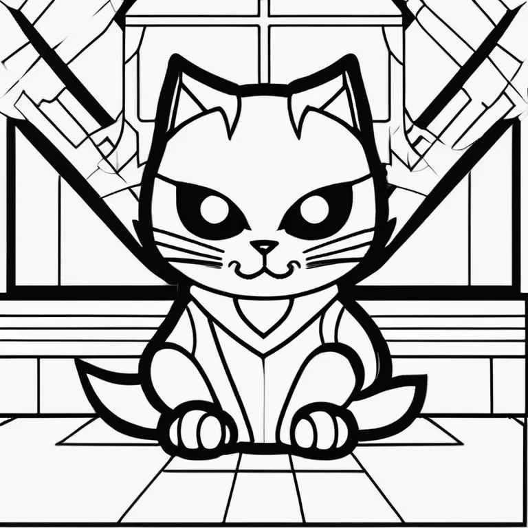 Sans Halloween Cat Coloring Page