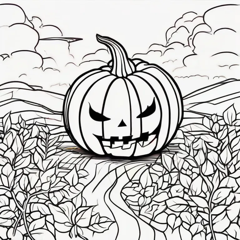 Sans laughing Halloween pumpkin coloring page