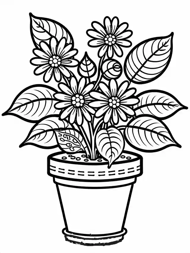 flower pot coloring page