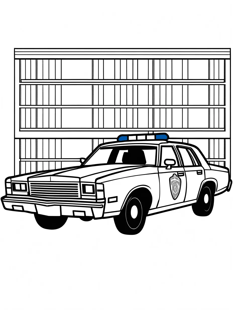 Vintage Highway Police Car Coloring Page